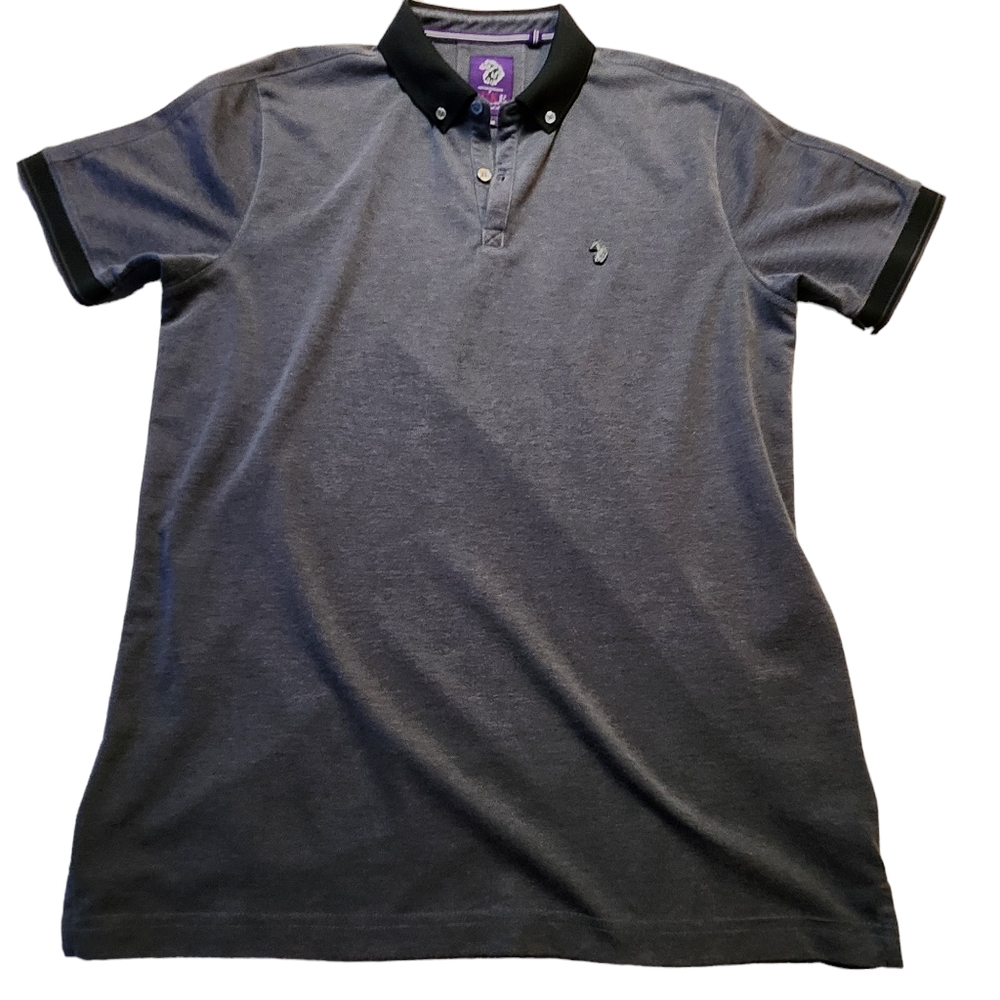 Luke 1977 Men's Gray/Black Polo Shirt Size Large E14